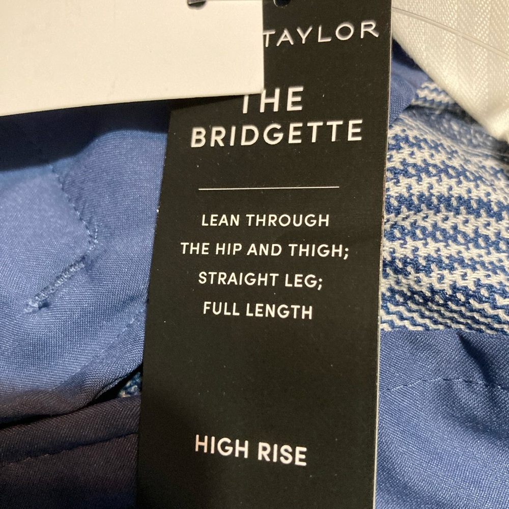 Ann Taylor Bridgette plaid pants, size 14, NWT. Blue, lovely draping material.